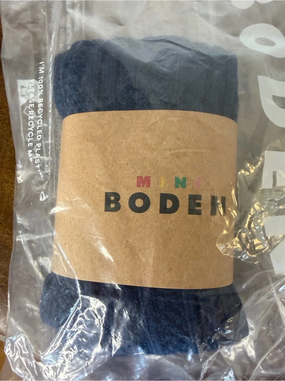 Mini Boden Cable Knit Tights College Navy Yellow Toes 12-18 mos NWT